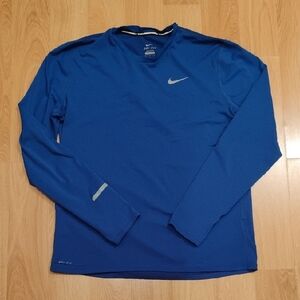 Nike Men's Vibrant Blue Dri-FIT Long Sleeve Tee